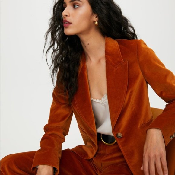 ISO Aritzia Wilfred Velvet Suit Mona Jacket Francesca Pant size 10 - Picture 2 of 4